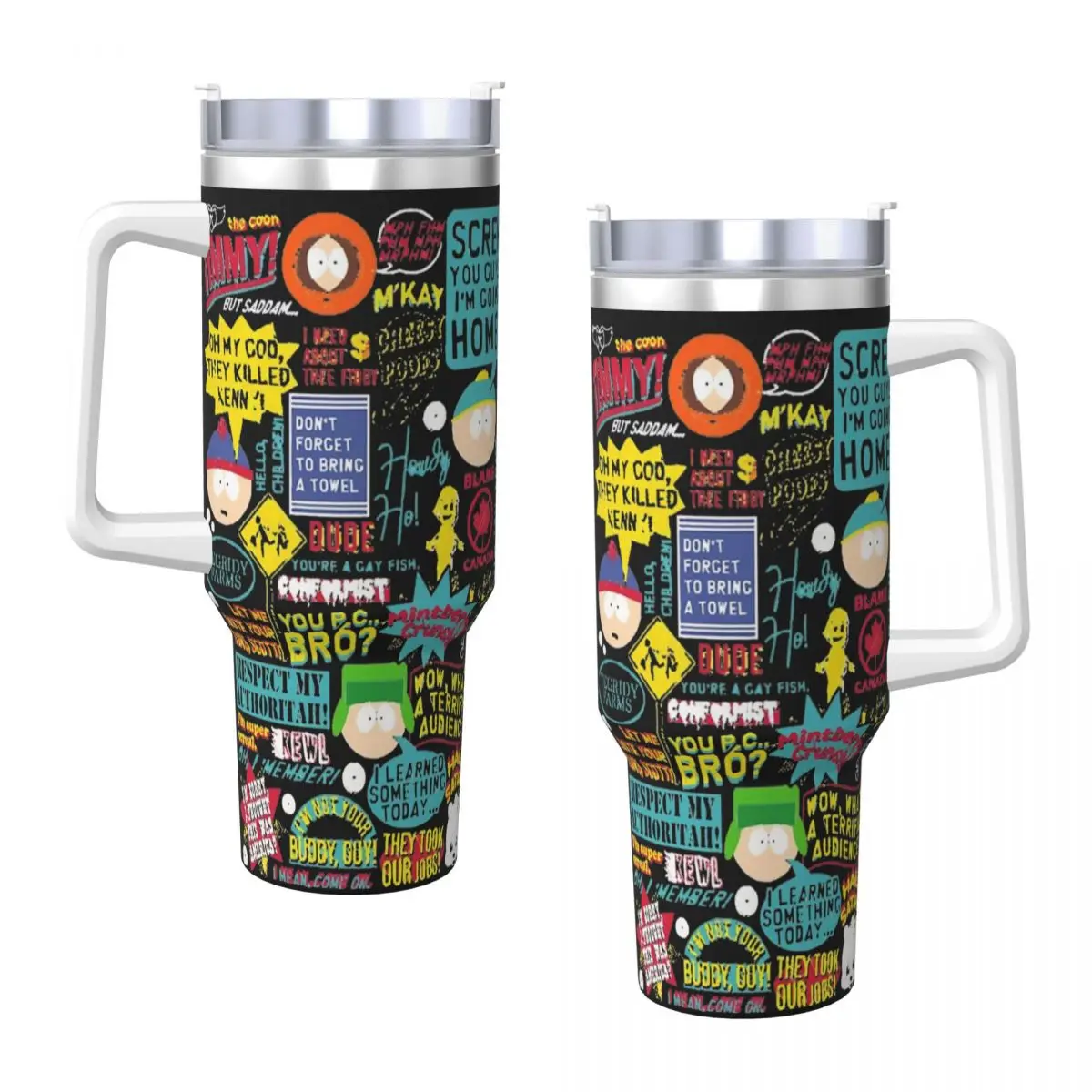 Stainless Steel Tumbler SouthPark Quotes Car Mugs With Straws Driving Cold and Hot Water Bottle Portable Large Coffee Mug