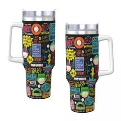 Stainless Steel Tumbler SouthPark Quotes Car Mugs With Straws Driving Cold and Hot Water Bottle Portable Large Coffee Mug