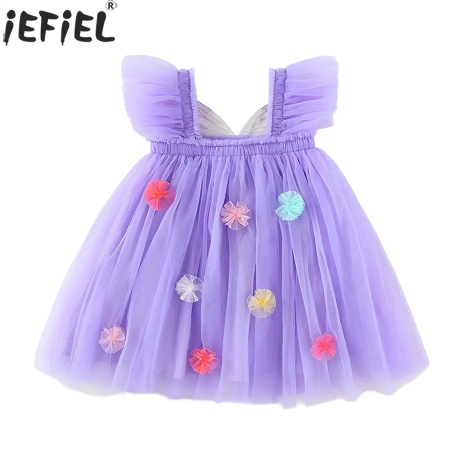 

Летнее милое платье-пачка с крыльями бабочки для маленьких девочек, платье принцессы с цветочной вышивкой, тюлевое бальное платье для дня рождения, свадьбы, вечеринки