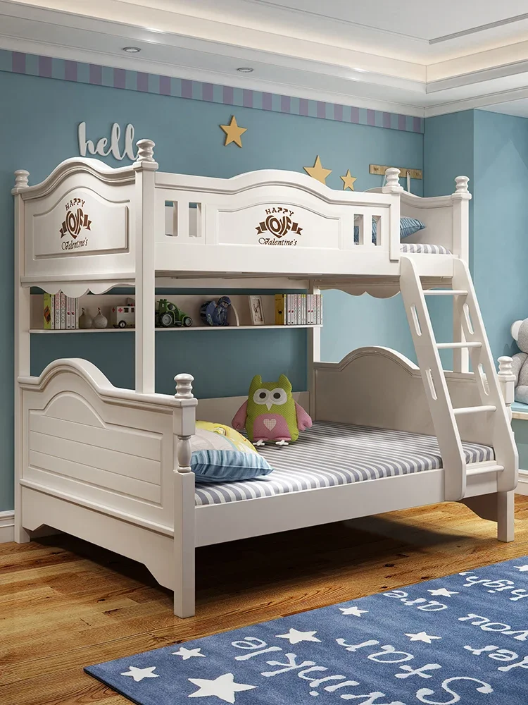 YY American Children's Bed Multi-Functional Combination Solid Wood Height-Adjustable Bed Upper and Lower Bunk