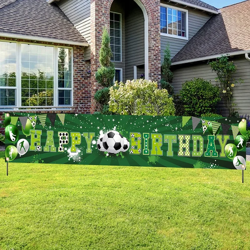 Soccer Happy Birthday Banner, Football Birthday Party Supplies Decorations for Kids Birthday Babyshower  Prop Wall Decorations