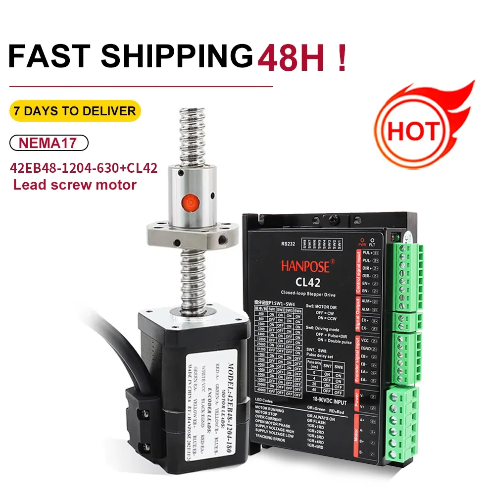 NEMA17 Closed loop Ball screw motor 42EB48-1204-300mm  0.52N.m Step servo motor + CL42 Servo Driver Kit for 3D printer