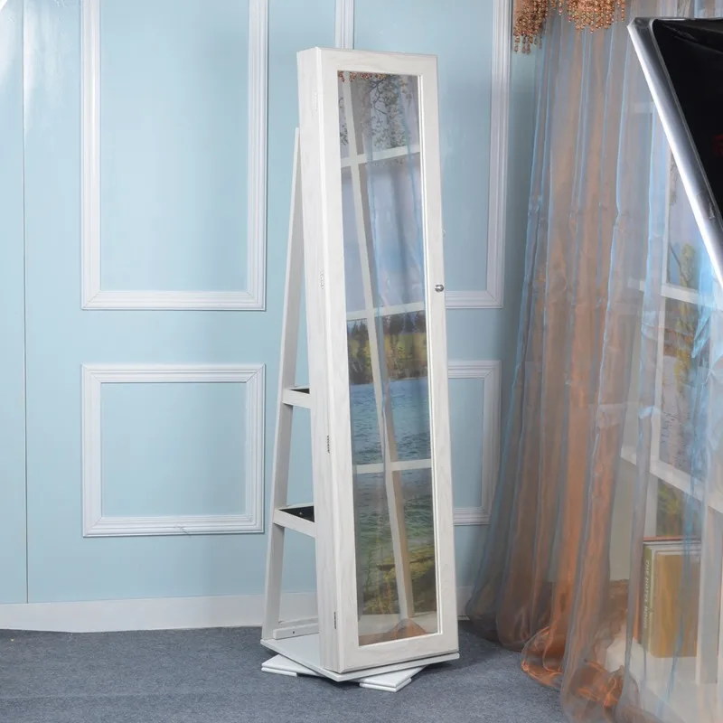 Floor-to-ceiling full-length mirror cabinet, jewelry storage cabinet, bedroom rotating shelf, flower pot rack cabinet