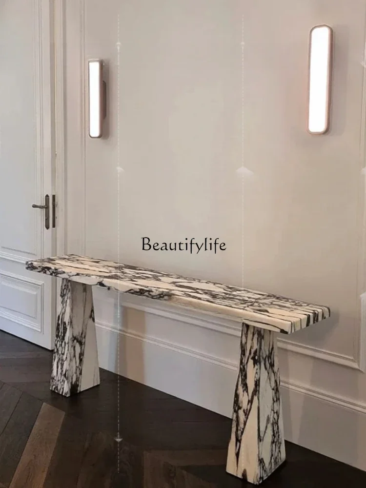 Italian Natural Marble Porch Table a Long Narrow Table Console Tables Light Luxury Aisle Corridor against the Wall