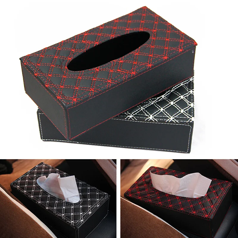 1PC Tissue Box PU Leather Rectangle Paper Towel Holder Desktop Tissue Box Auto Interior Storage Decoration Room Home Hotel Decor