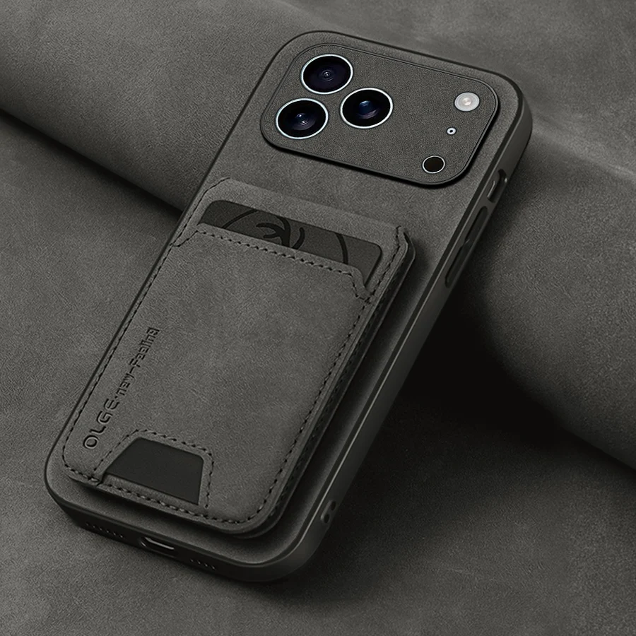 Luxe Synthetisch Leer Kaart Tas Houder telefoon Case voor iPhone 17 16 E 15 13 14 Pro Max Lederen kaartsleuf Tas Beschermhoes