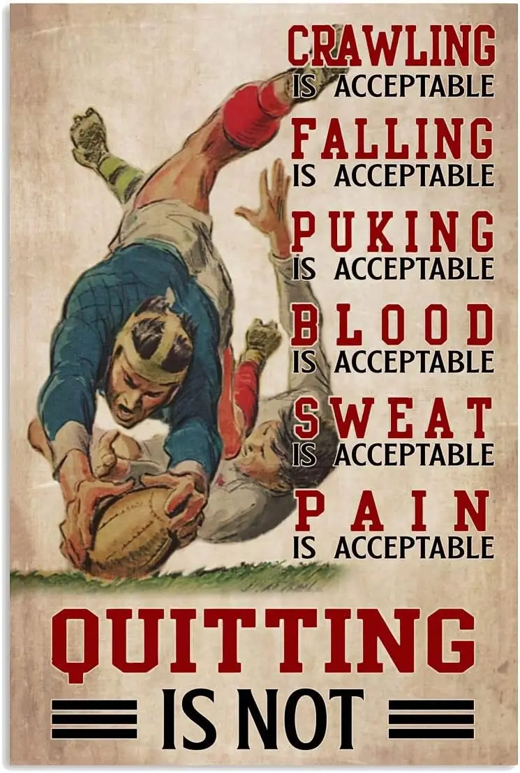 Playing Rugby Retro Metal Tin Signs Crawling Is Acceptable Retro Inspirational Posters Rugby Players Collectible Plaques Ho sign