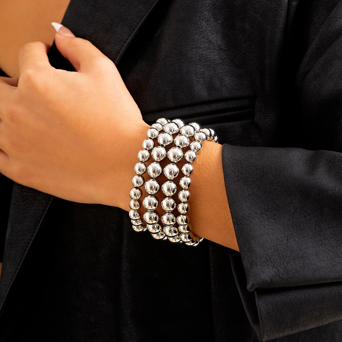 PuRui Bohemia Simple Beaded Chain Bracelets Gold Color Big CCB Beads Link Chain Bracelet Bangle for Women Fashion Jewelry Gift