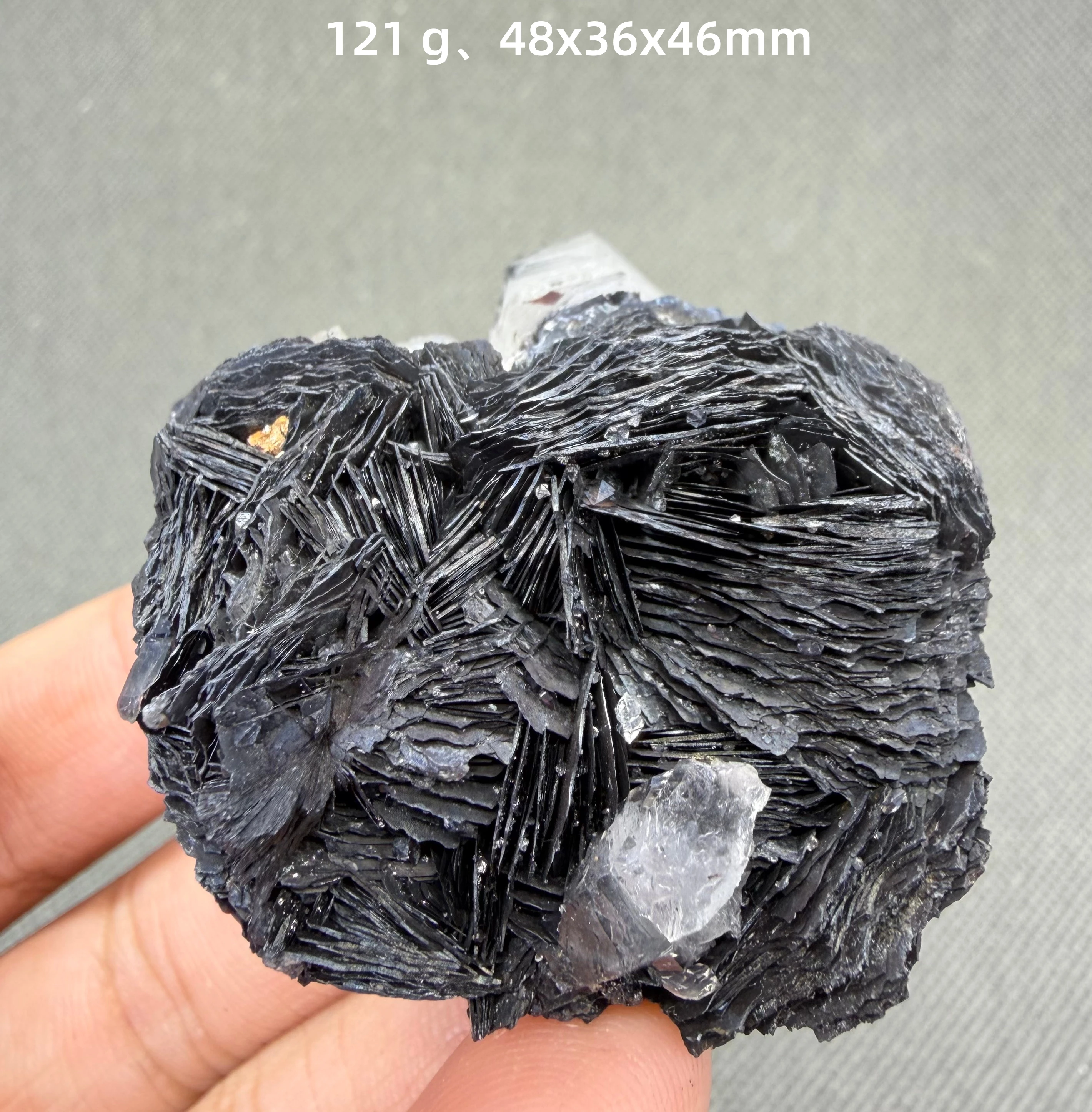 121 g Natural Specularite on White Quartz Mineral Specimen, Hematite Crystal Cluster, Raw Stone Collection Healing Crystal