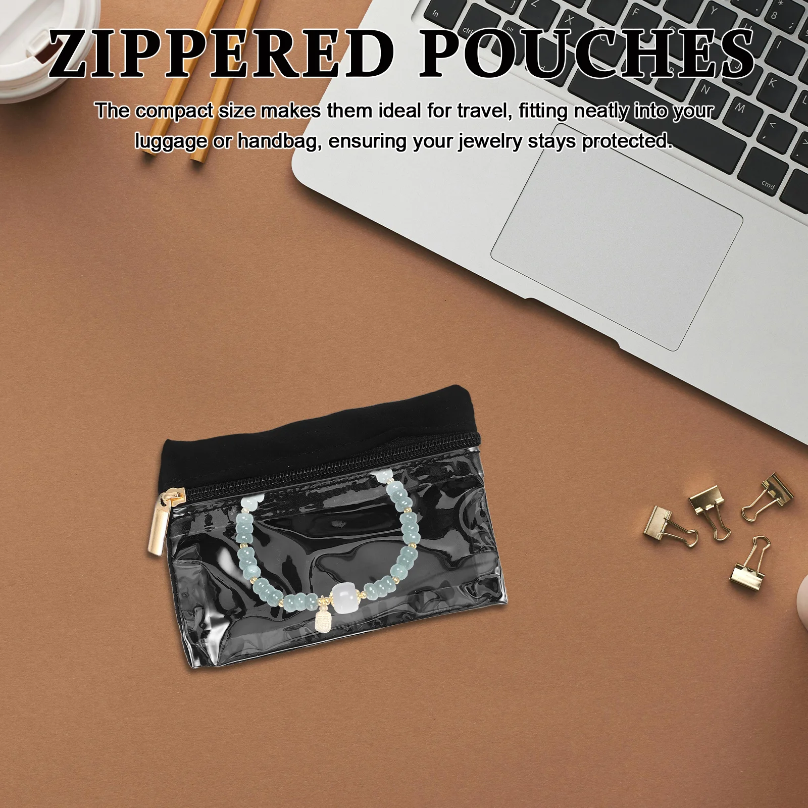 6Pcs Jewelry Organizer Bags Small Zipper Pouches Compact Travel Case for Necklaces Bracelets Watches Portable Jewelry Holder