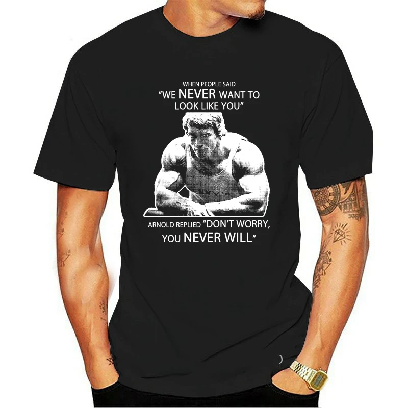 Arnold Schwarzenegger Mr Olympia Mens Tshirt Balck White Fashion O-neck Tshirt Fashion Short Sleeve Man Tee-shirt Male Tees