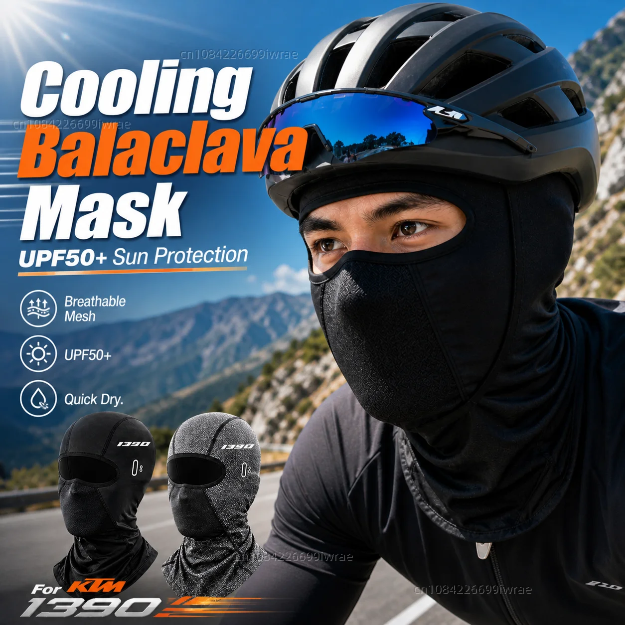 Cooling Motorcycle Balaclava Mask UPF50+ UV Protection Breathable Face Cover Summer For KTM 1390 Super Adventure 1390 Super