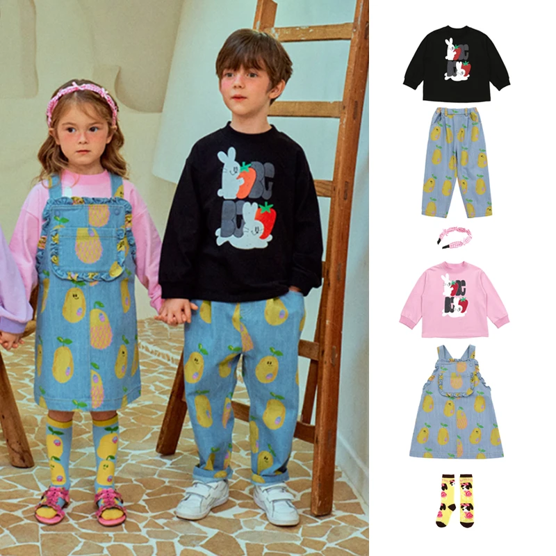 Korean Kids' Clothes Boys Sweatshirts & Jeans Girls Cartoon Princess Party Dresses New 2025 Presale Children's Outdoor Clothings