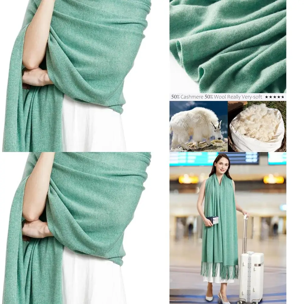 

Luxurious Cashmere-Blend Tassel Shawl, 87x28 with 6 Tassels, Women's Pashmina Stole for Travel
