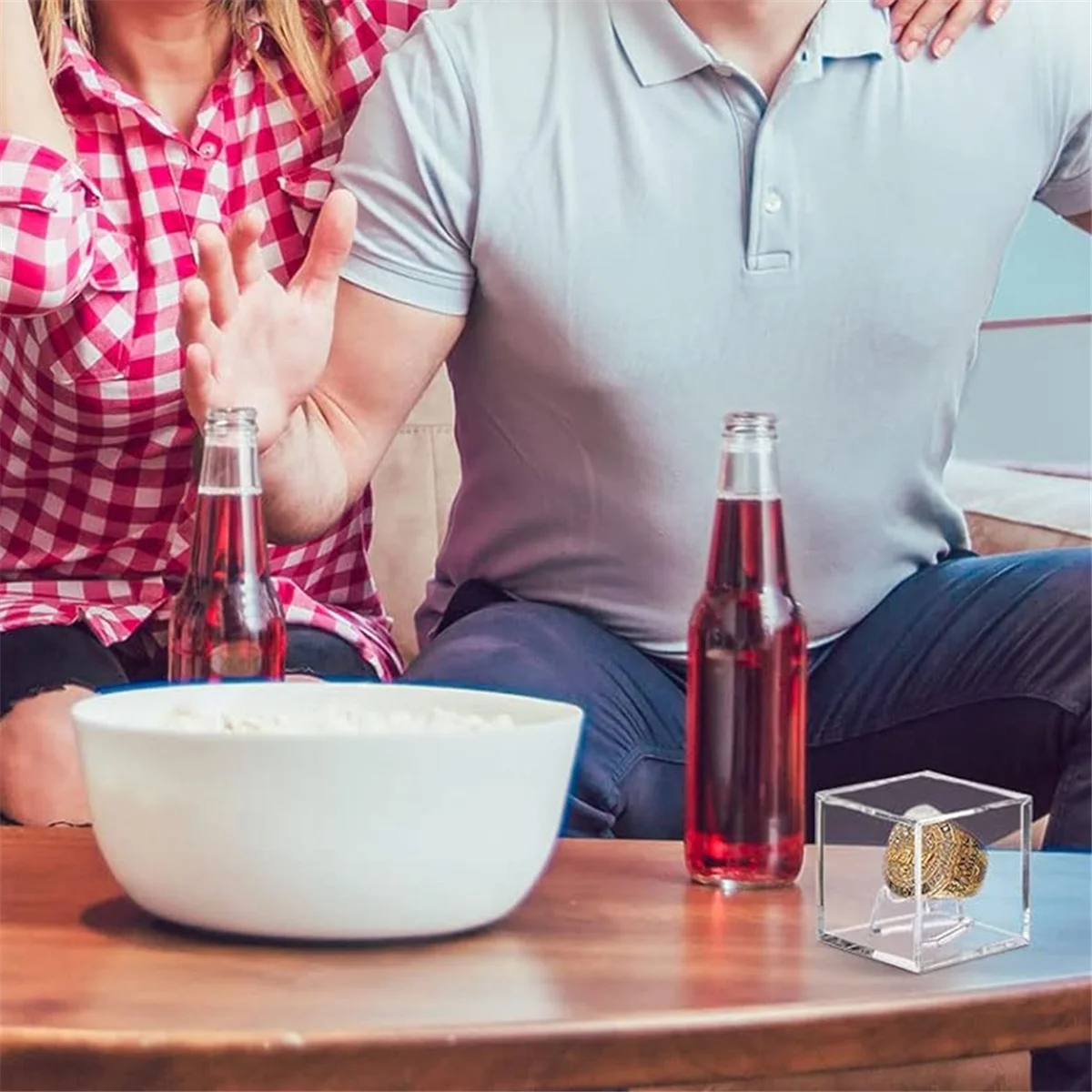 Championship Ring Display Case Clear Acrylic Display Case Mini Acrylic Easel Stands Challenge Coin Holder SQ