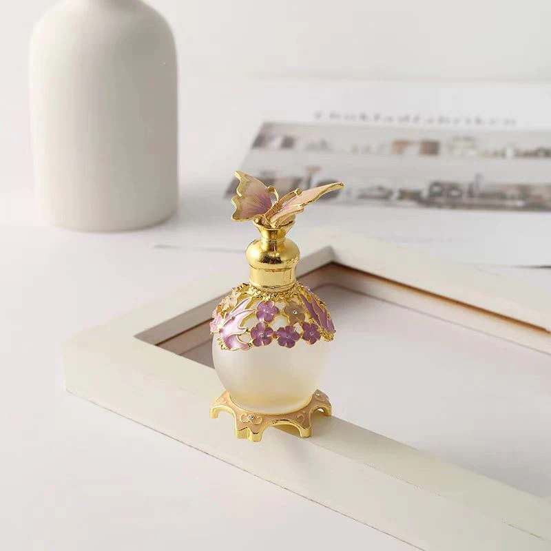 15ML Vintage Perfume Bottle Empty Essential Oils Dropper Bottle Refillable Container Sub-bottle Butterfly Bottle Decorative Gift