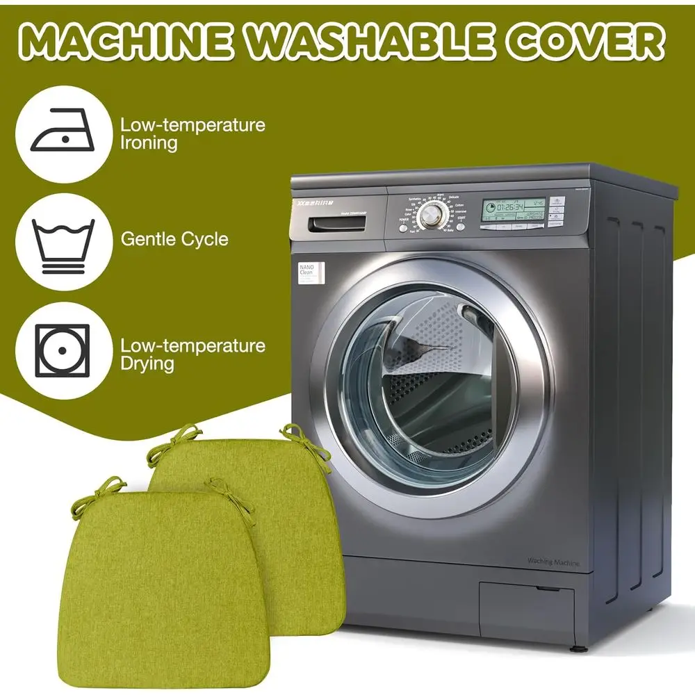 Confezione da 6 cuscini per sedie da pranzo verdi fluorescenti spessi 17x16 2 con fascette e fodere rimovibili