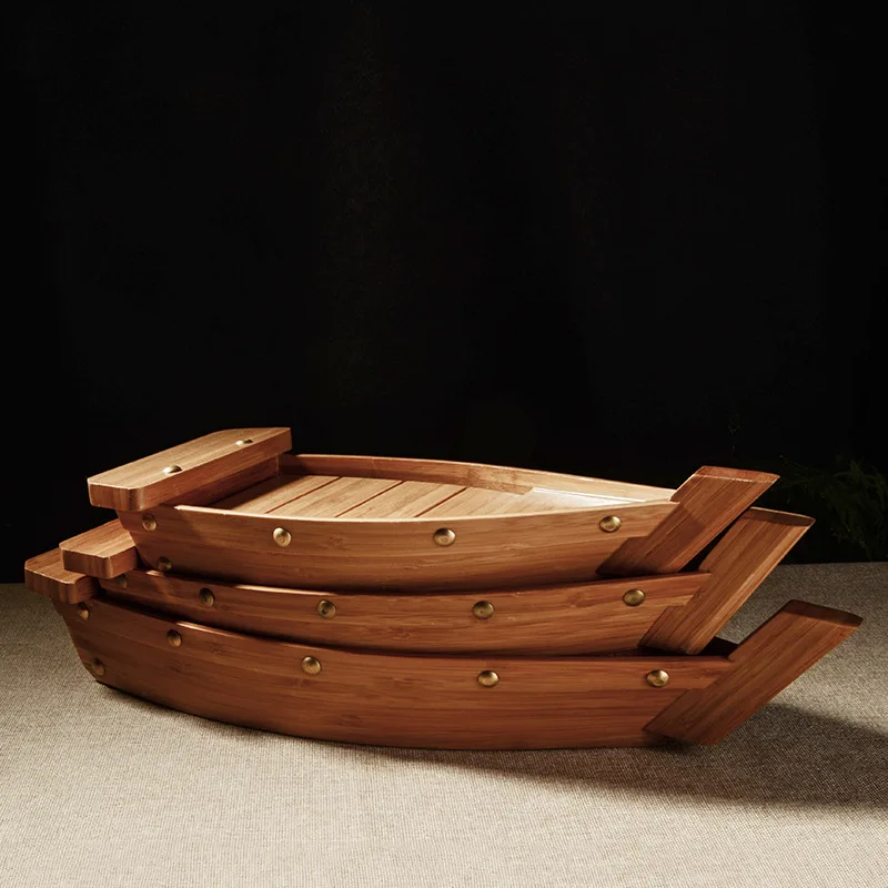 Wooden Sushi Boat Japanese Style Wooden Sushi Boat Sushi Cotainer for sushi dish MJ