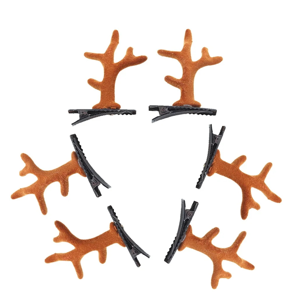 

6Pcs Reindeer Antlers Hair Clips Colorful Elk Antler Shape Christmas Party Hairpin Hair Accessories Cosplay
