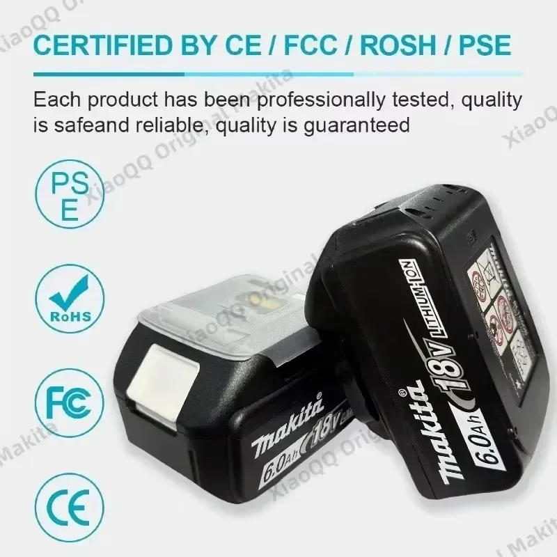 100% Original Makita Rechargeable Power Tool Battery, Replaceable LED Lithium-ion, 6.0 Ah 18V LXT BL1860B BL1860BL1850 BL1830