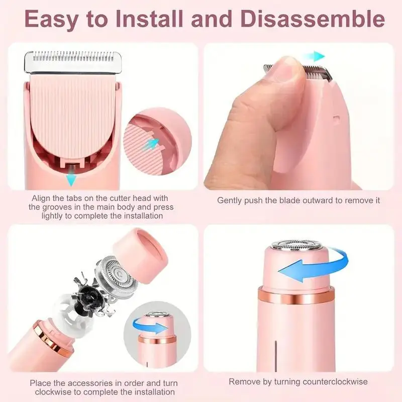 ماكينة حلاقة محمولة للسيدات برأسين، شحن USB قابل للغسل أثناء السفر المنزلي، ماكينة تنحيف أجزاء خاصة محمولة، أنثى ب