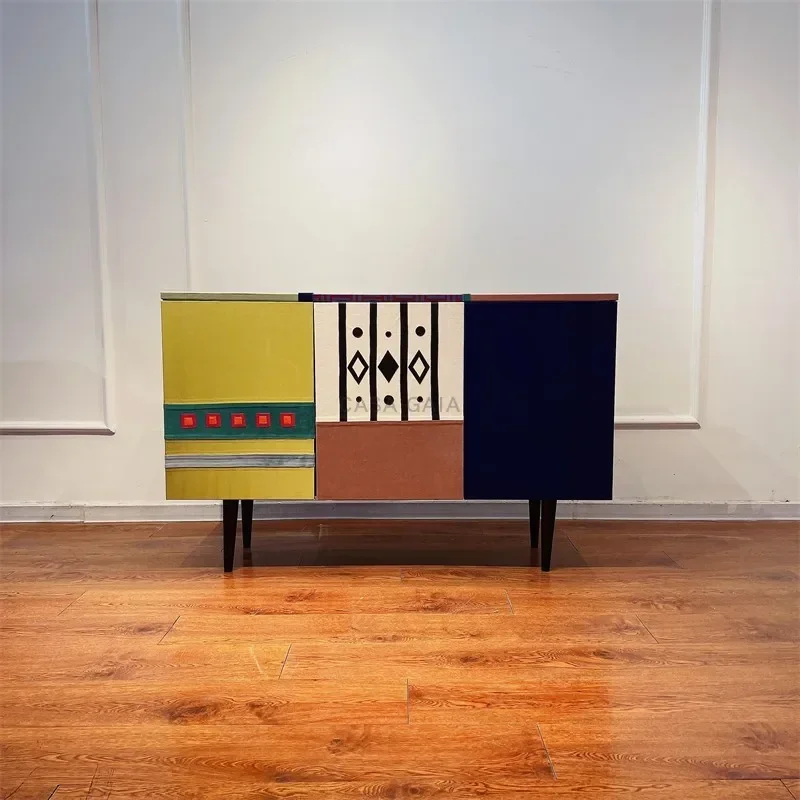 Modern simple dining side cabinet geometric shape living room entrance cabinet side cabinet