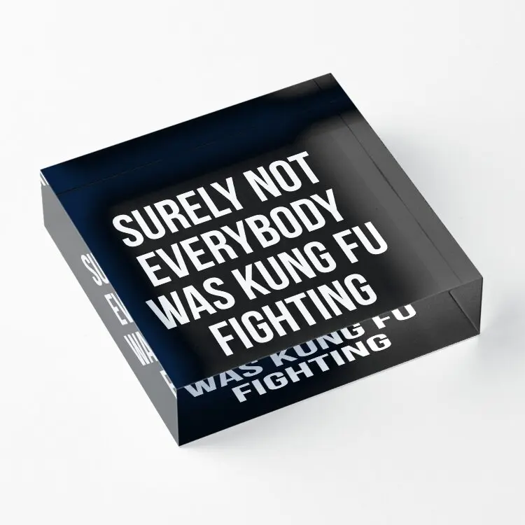 Surely Not Everyy Was Kung Fu Fightin  Acrylic Block Funny Art Fashionable Home Transparent Decoration Bedroom Cute Pad Photos