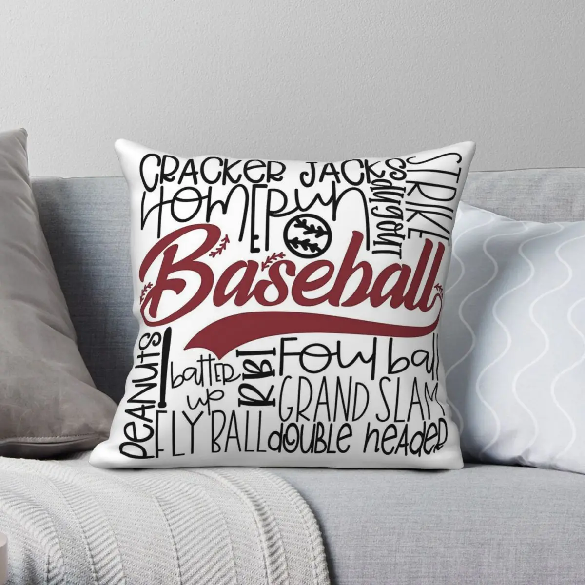 Baseball Sport Square Pillowcase Polyester Linen Velvet Pattern Zip Decor Throw Pillow Case Sofa Seater Cushion Cover