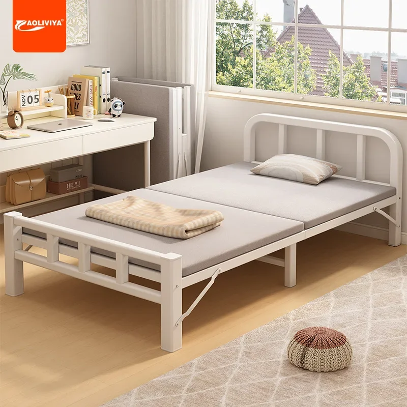 AOLIVIYA Rollaway Bed Single Bed Household Simple Lunch Break Bed Adult Dormitory Rental Double Hardboard Iron