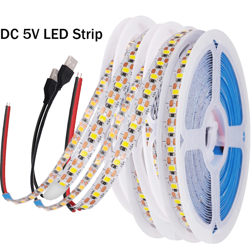 5V USB Power LED Strip Light 3mm 5mm 8mm Flexible LED Tape 2835 120Leds/m 1LED Cut LED Ribbon with Shelf Adhesive for Backlight