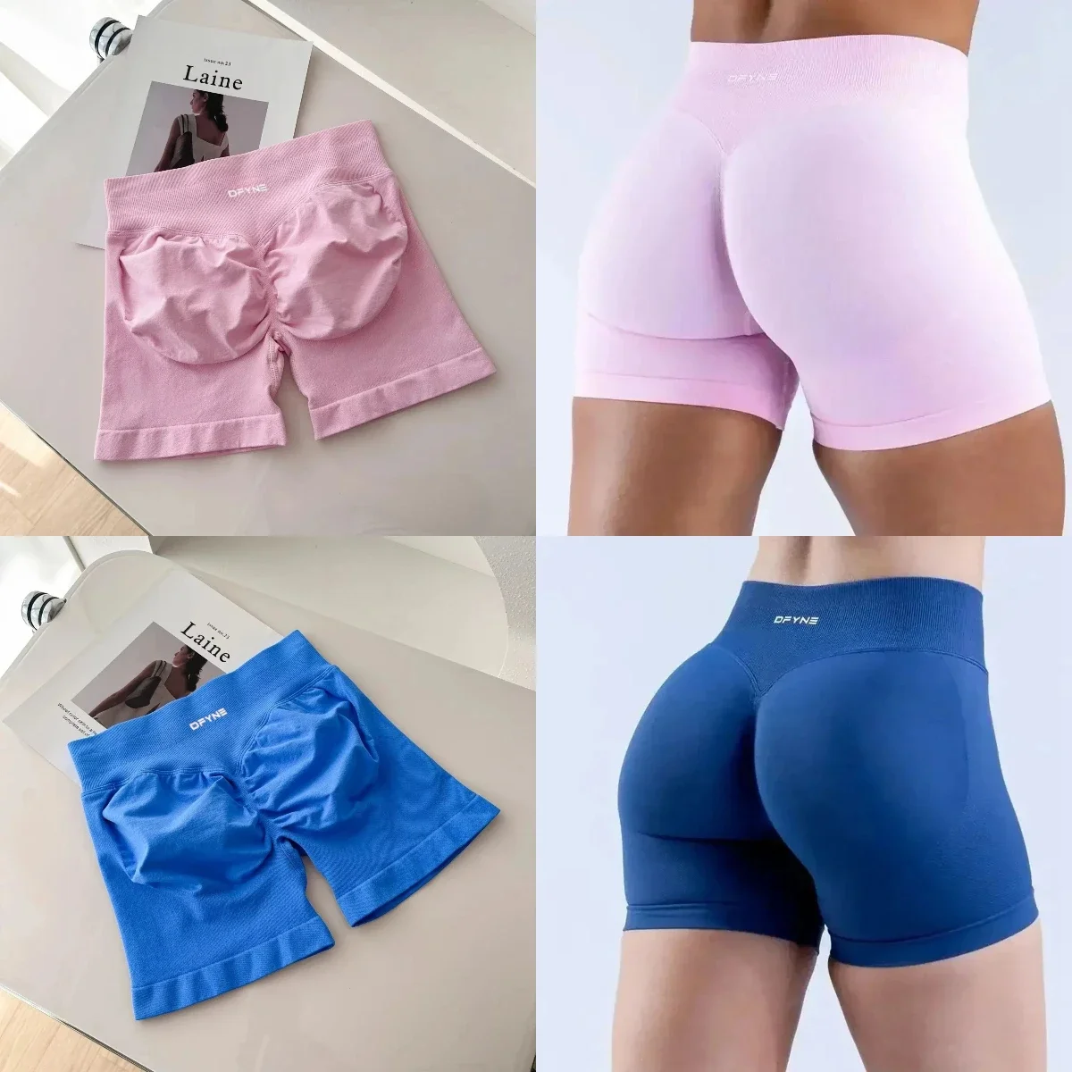 DyfneSummer Gym Fitness Pantaloncini da yoga Vita bassa Pantaloncini senza cuciture Scrunch Bum Shorts Allenamento Biker Short Stretch Pantaloncini fitness sexy