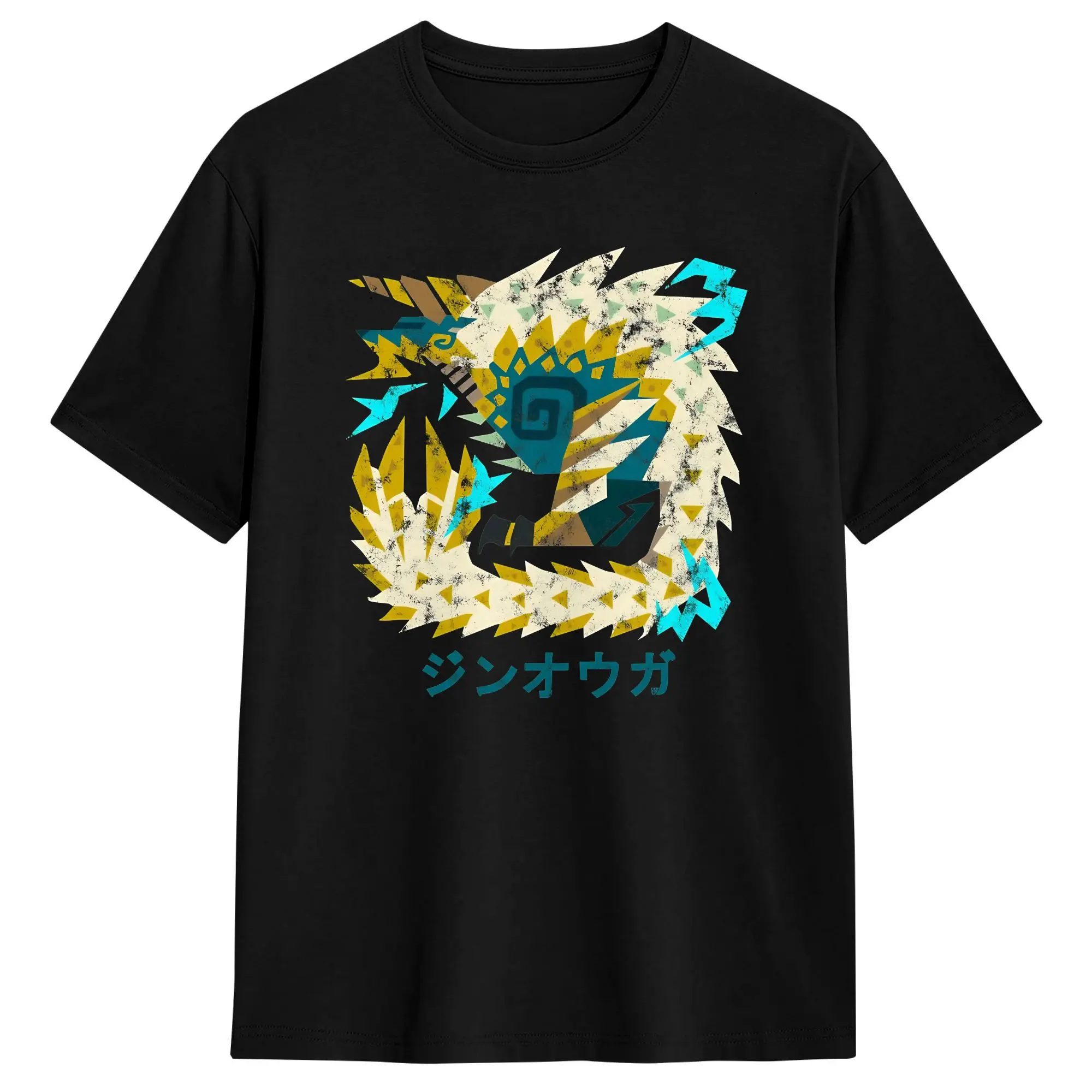 Men's Monster Hunter  T-Shirts World Iceborne Zinogre Kanji Icon  100 Cotton Top Tees Summer Y2K Basic T Shirt O Neck Tee Shirt