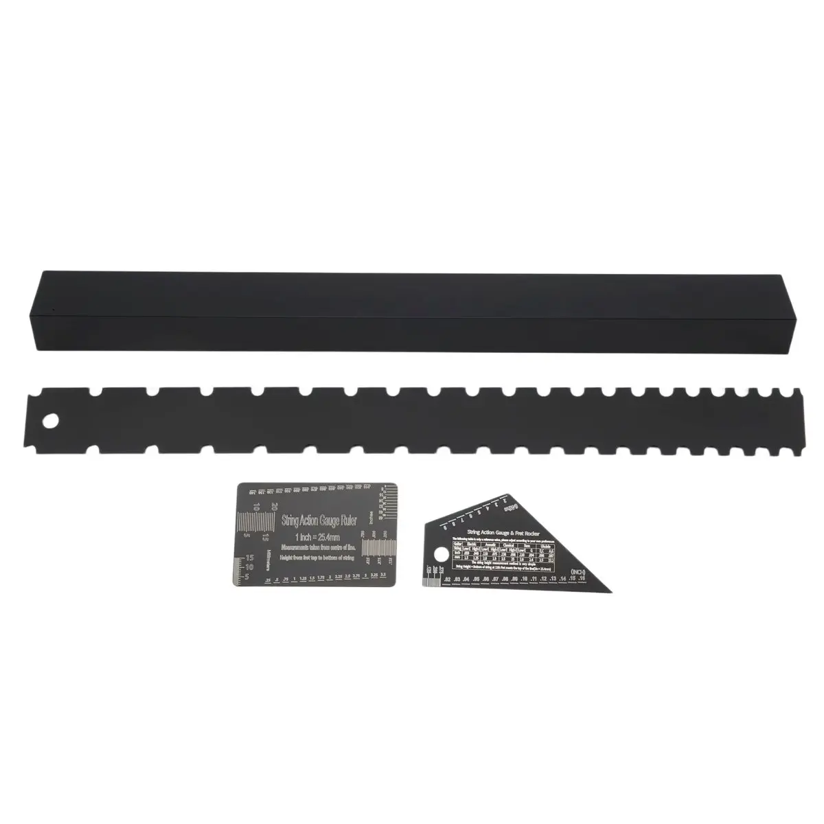 

XFDZ 4Pcs Luthier Tools Set Guitar Neck Notched Straight Edge String Action Gauge Ruler Fret Rocker Fret Leveling Beam