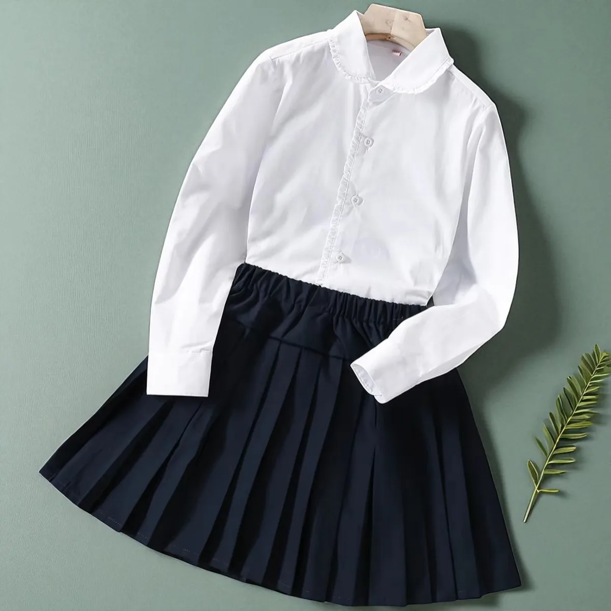 

Teenagers School Uniform Kids Sets for Girls Suits Preppy Autumn Clothes Shirt & Skirt Baby Children Costumes 6 8 9 10 12 Years