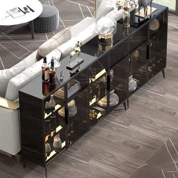HYS light luxury dining side cabinet multi-layer wine cabinet dining side cabinet household simple kitchen cupboard storage