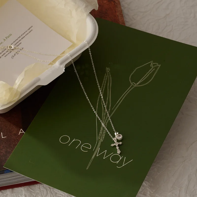 Cross Pendant Necklace Gold Tone Alloy Minimalist Elegant Versatile Choker Length Lightweight Premium Jewelry for Women