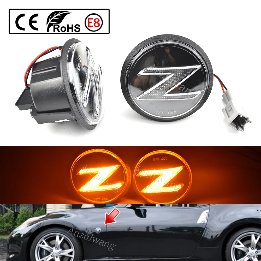 

LED Side Fender Marker For Nissan 370Z Z34 2009-2020 350Z Z33 2003-2009 Clear & Smoked Lens Turn light