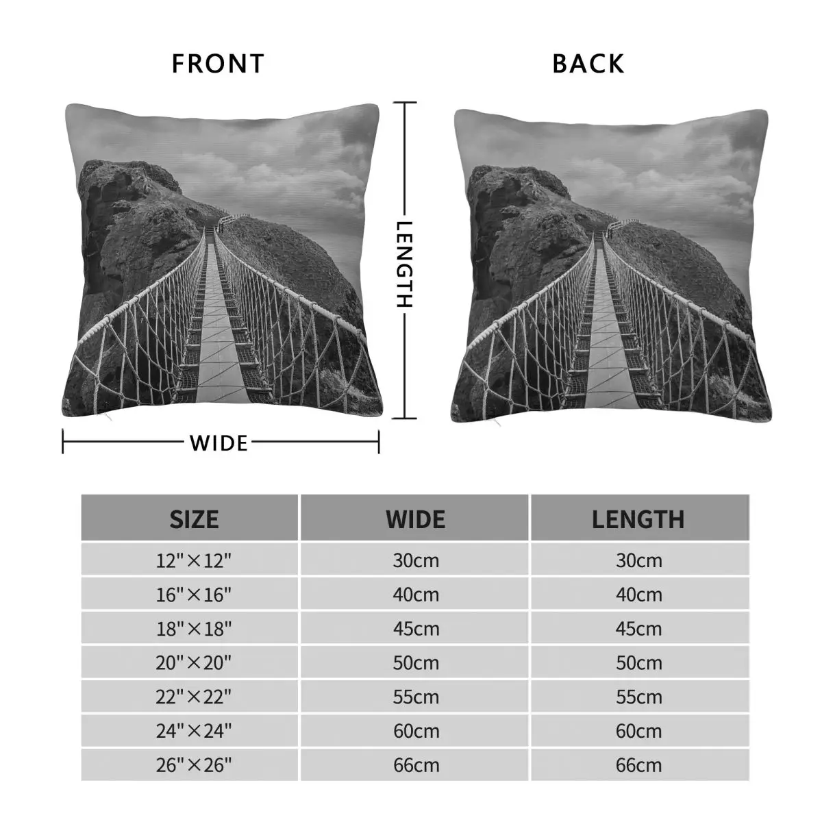 Carrick-a-Rede Northern Ireland Square Pillowcase Polyester Linen Velvet Creative Zip Decor Room Cushion Cover Wholesale 45x45