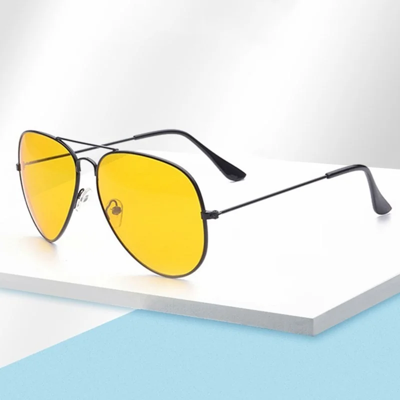 

2021 Classic Night Vision Sunglasses Retro Metal Frame The Men Pilot Sunglasses Yellow Film Night Vision Goggles