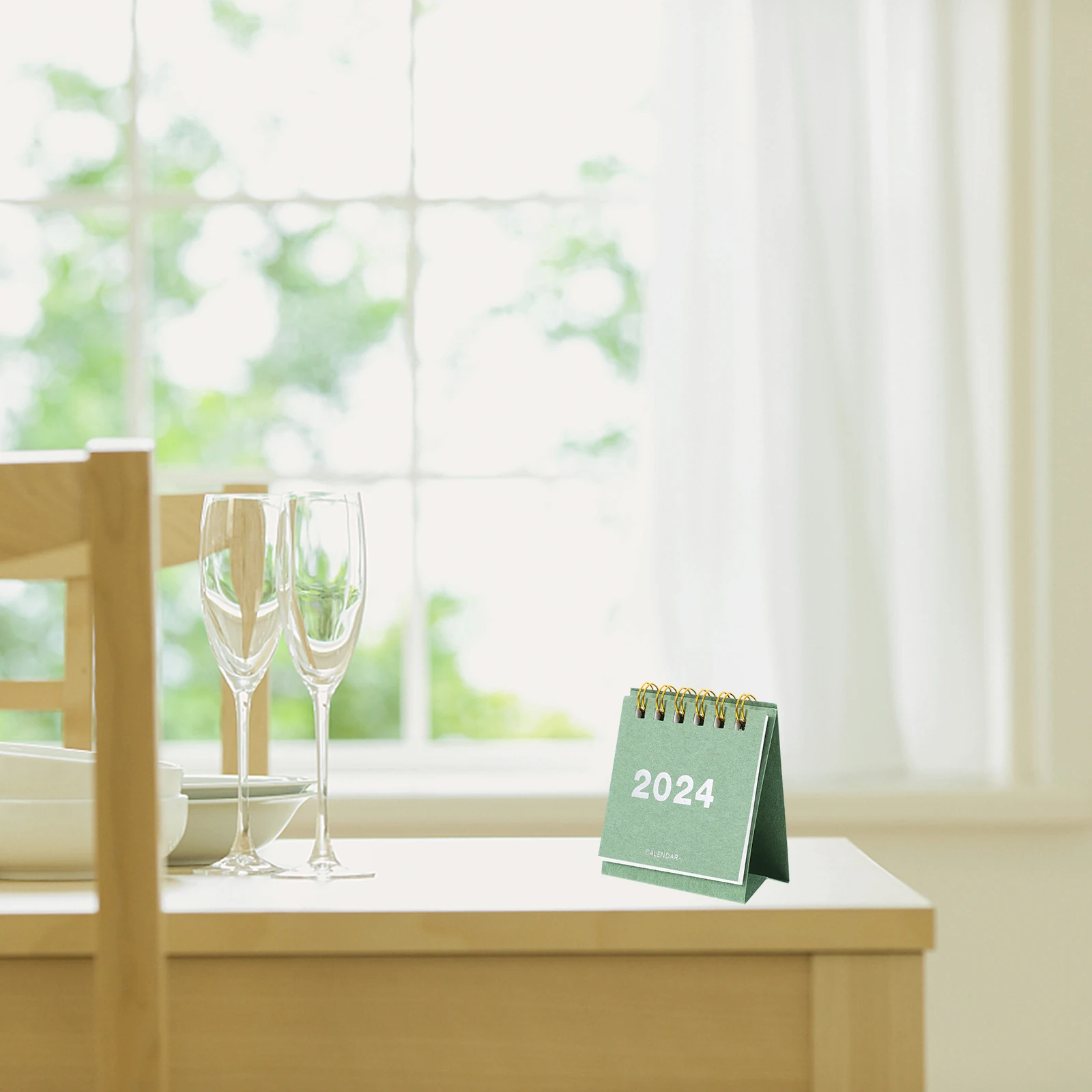 

Decorative Desk Calendar Cute Little Electronic Compact Ornament Mini Calendars Paper Small Green English