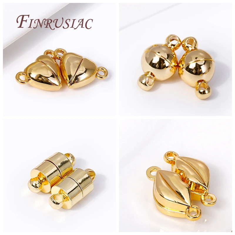 

DIY Bracelet Necklace Accessories 18K Gold Plated Magnetic Clasps Rhodium Plated Magnet End Clasp Connectors For Jewelry Making