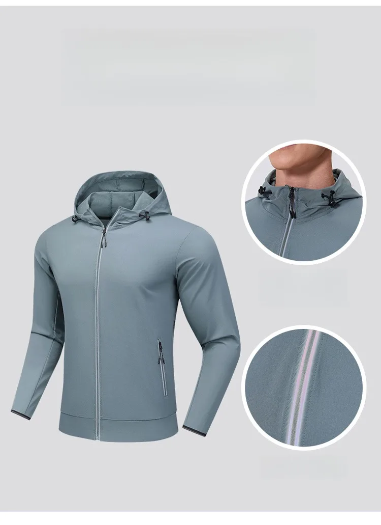 Herren-Sportbekleidungsset mit Kapuze, Trainingsausrüstung, atmungsaktive Jacke und Hose, Fitness-Outfit für bequeme Trainingskleidung – Detail 10