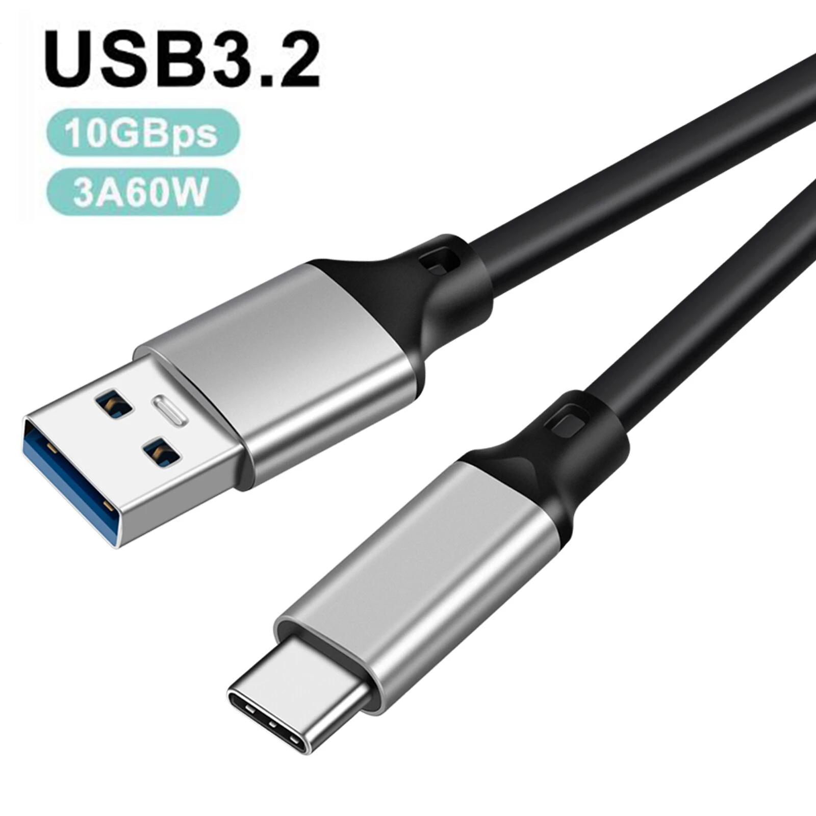 Short 0.2m 0.3m 0.5m Usb 3.2 Gen2 Type C 10Gbps USB Type-C 3 2 Data Cable Mobile Phones SSD Hard Disk 3A 60W Quick Charging Cord