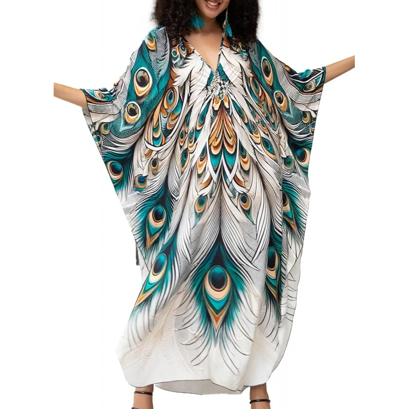 

Kaftan Dress for Women,Plus Size Hawaiian Batwing Sleeve Beach Cover Up Summer Swimsuit Dresses