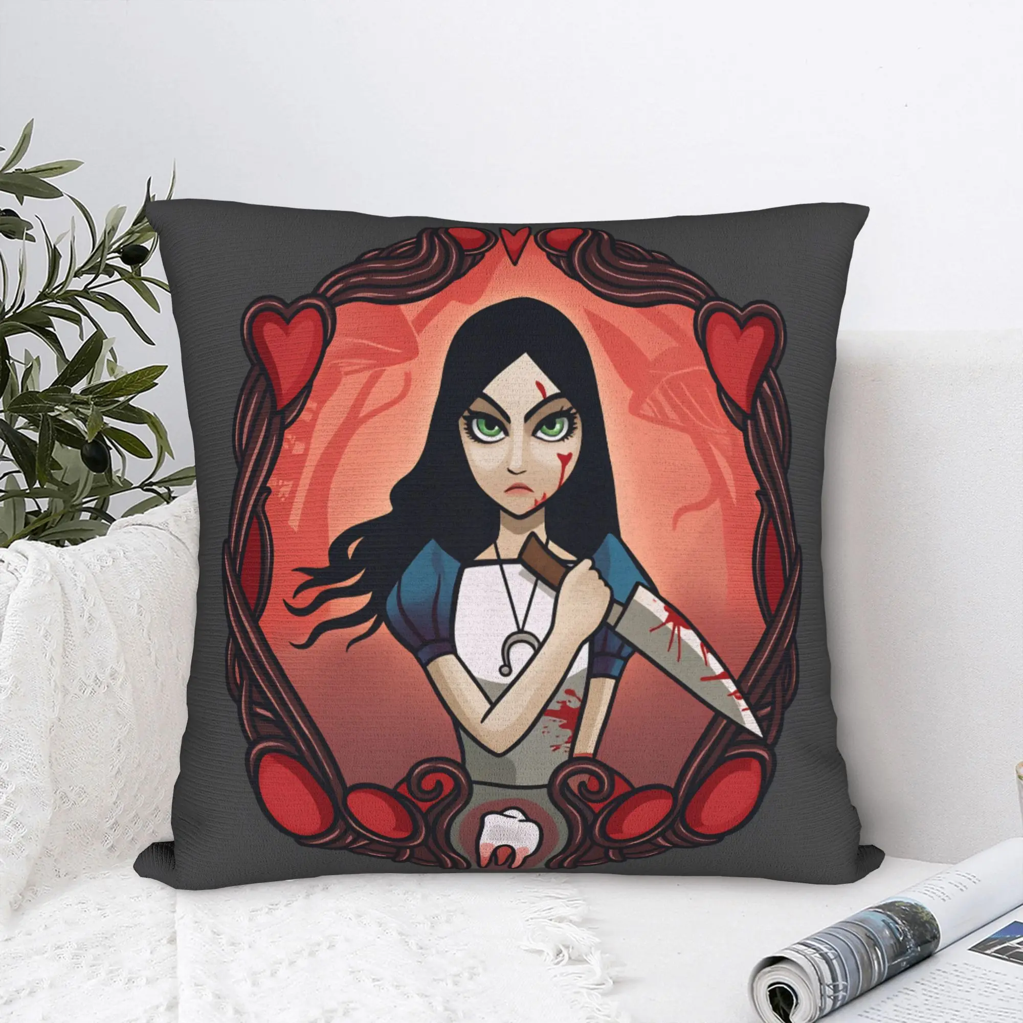 Dark Alice Madness Returns Game Pillow Case  Custom Pillow Cover Novelty Cushion Cover For Office Car Home Decor