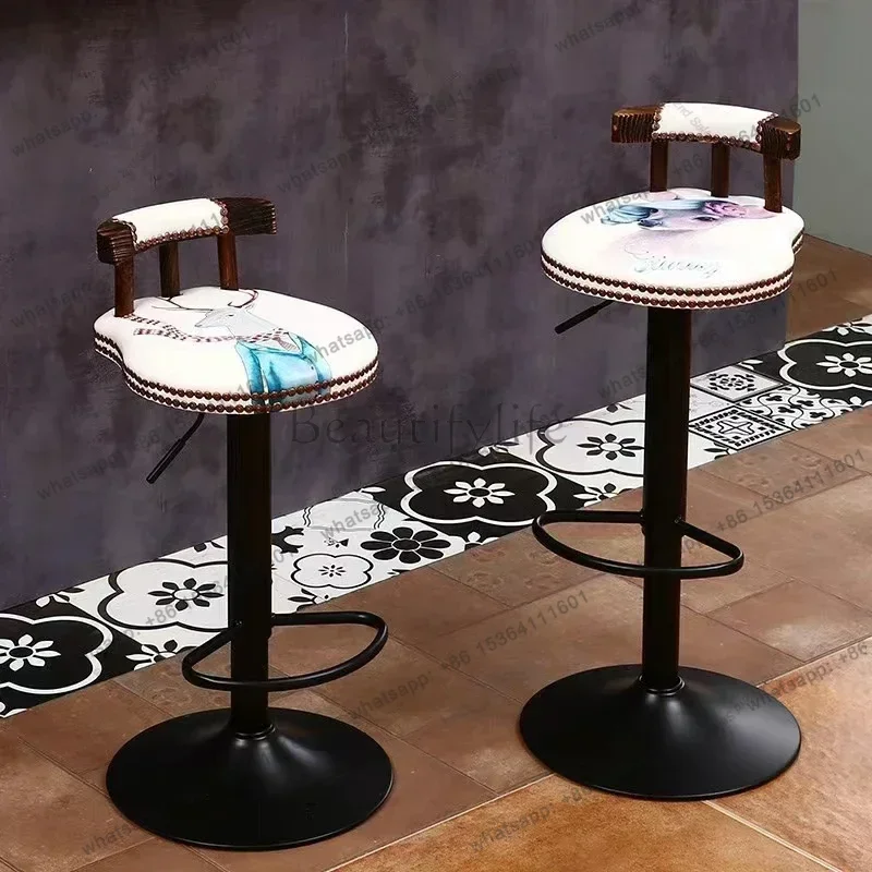 Factory Direct Sales Vintage High Stool Bar Chairs Nordic Swivel Luxury Office Bar Chairs Adjustable Italian Design Bar Furnitur