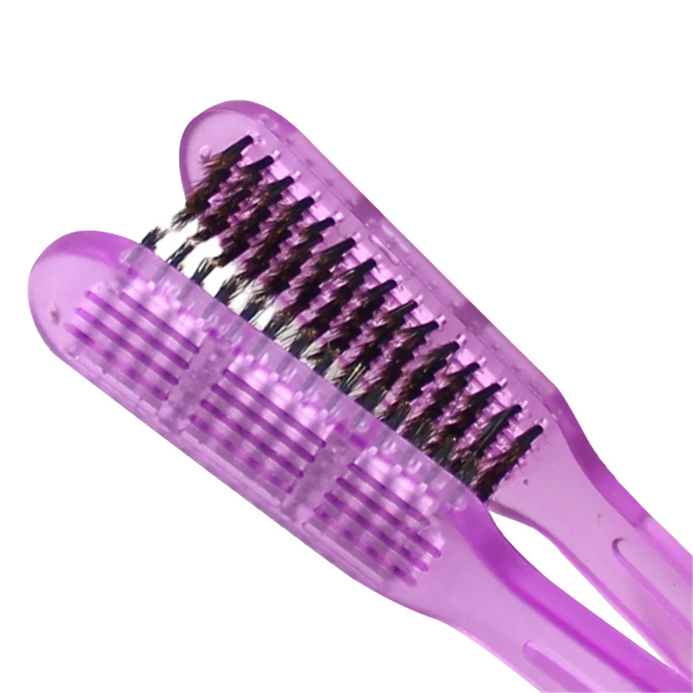 

Women Purple Hair Comb High Temperature Resistant Boar Bristle Double Sided Brush Hair Straightening Care Styling Clamp