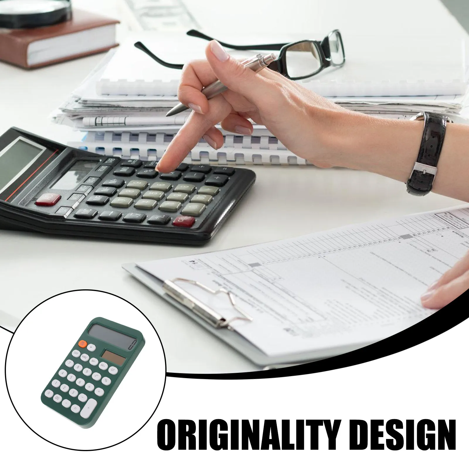 Small Portable Calculator Decorative Desktop Basic Calculator Big Button for Students Office Math Learning Tool