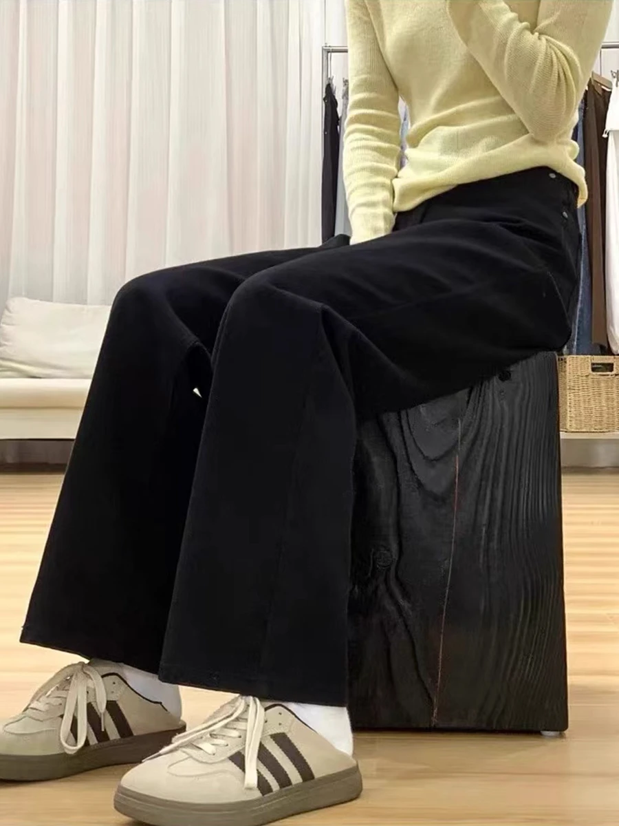 

Loose Straight Leg Wide Leg Jeans Women's plus Size Pear Shape Body Slimming High Waist Denim Pants Autumn Season Casual Wear