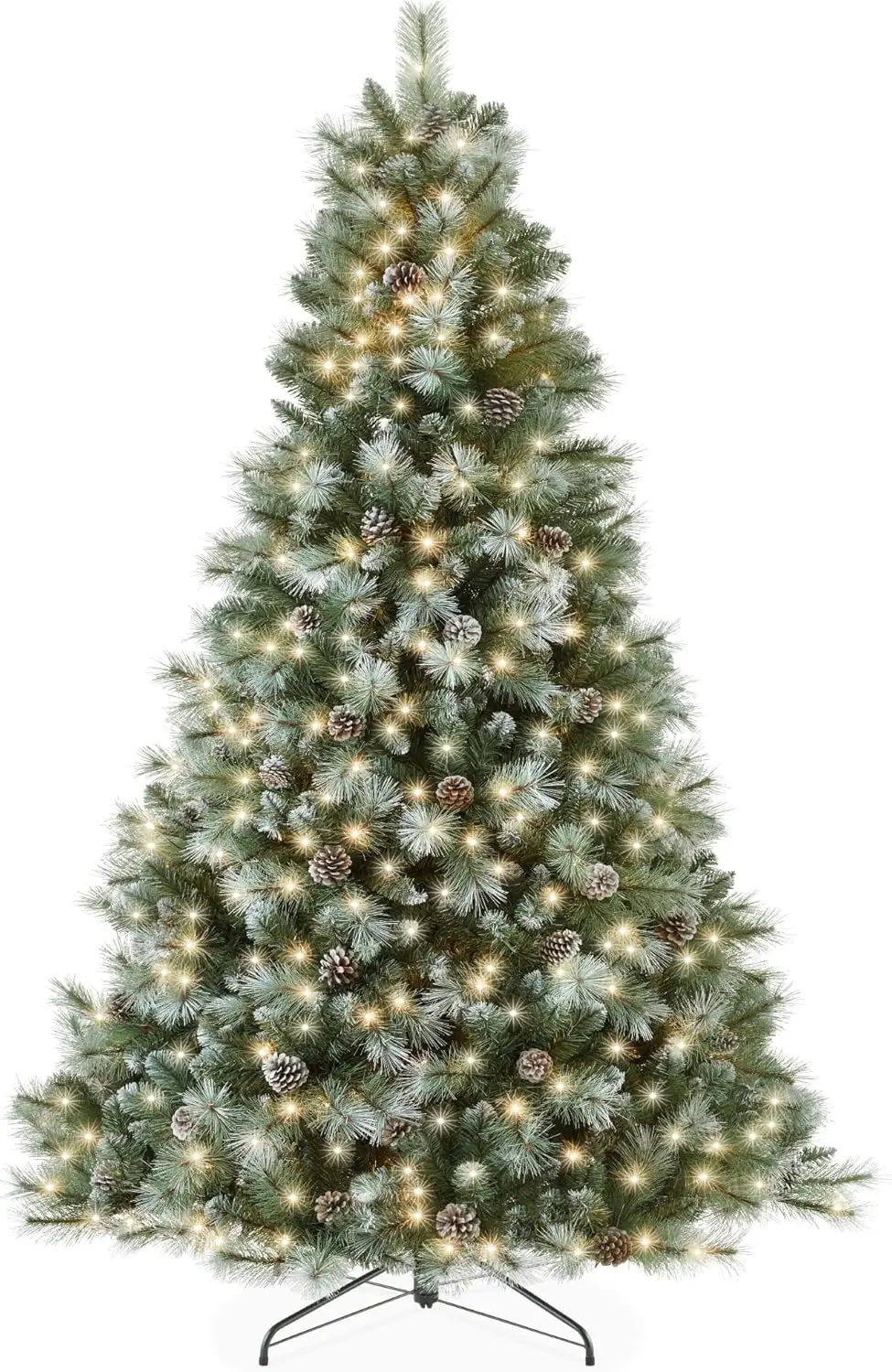 Best Choice Products 9Ft Pre-Lit Scotch Pine Christmas Tree, Premium Frosted Pre-Decorated Artificial Holiday Decor W/ 2,020